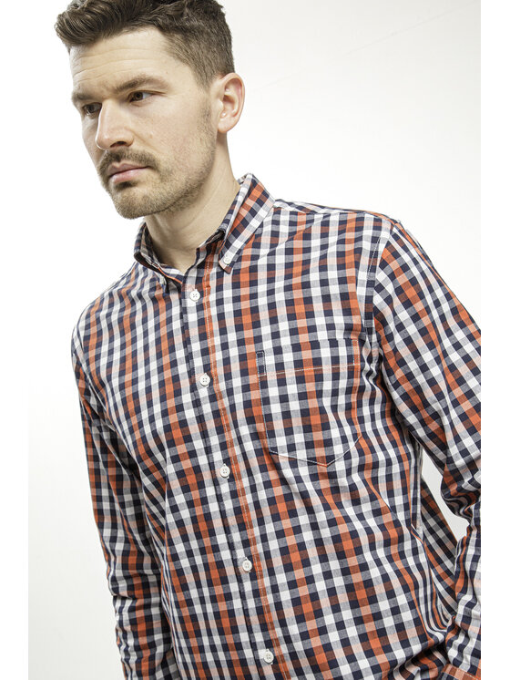 Cross Jeans Cross Jeans Koszula 35568-010 Pomarańczowy Regular Fit