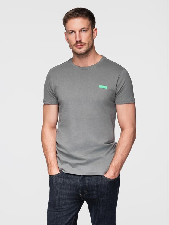 Ombre Ombre T-Shirt OM-TSCT-0151 Szary Regular Fit