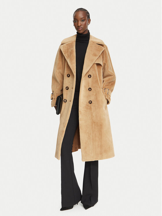 Luisa Spagnoli Luisa Spagnoli Pelzmantel Supporre 543833 Braun Relaxed Fit