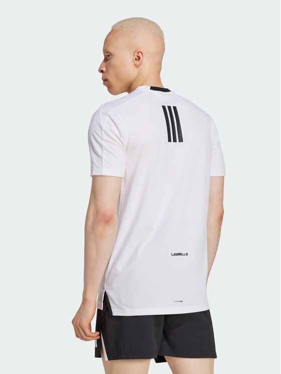 adidas adidas Koszulka techniczna Les Mills Graphic Tee Biały Slim Fit