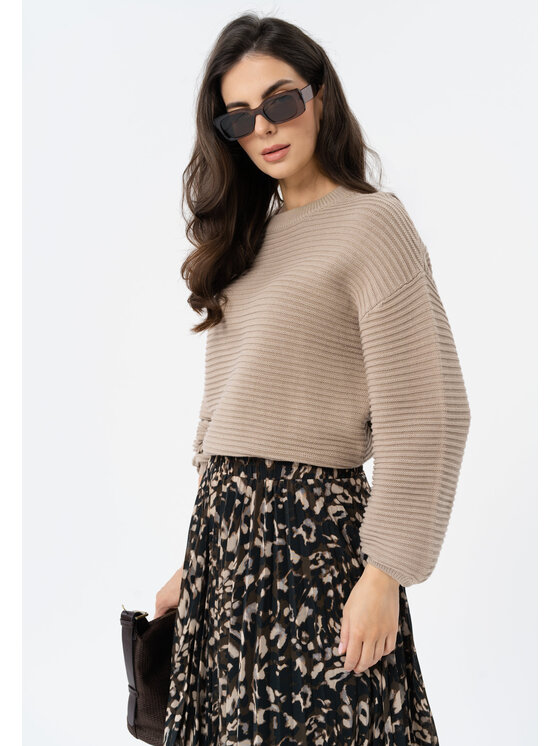 Volcano Volcano Sweter S-FLOR Beżowy Regular Fit