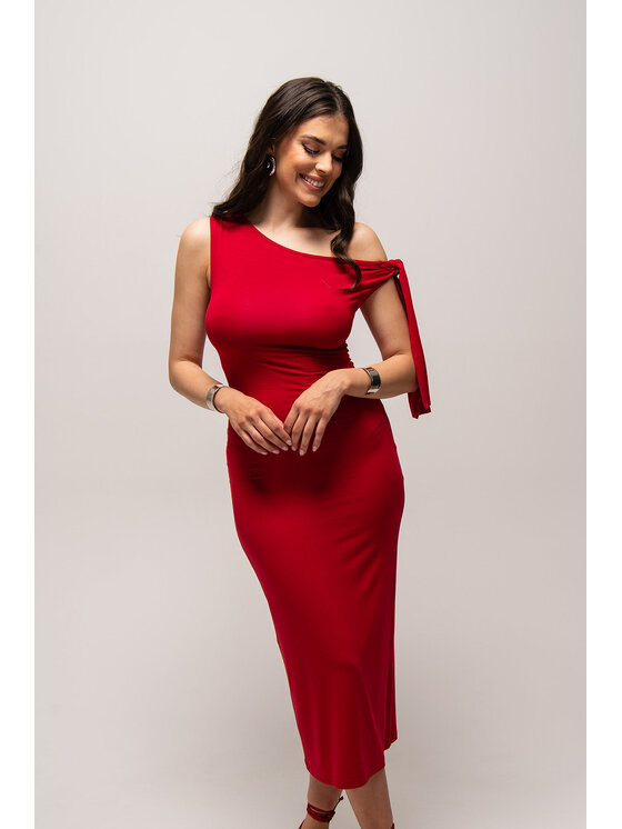 Nudyess Nudyess Sukienka dzianinowa Shantel z modalu Czerwony Fitted Fit