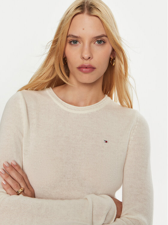 Tommy Hilfiger Tommy Hilfiger Sweter WW0WW44161 Écru Regular Fit