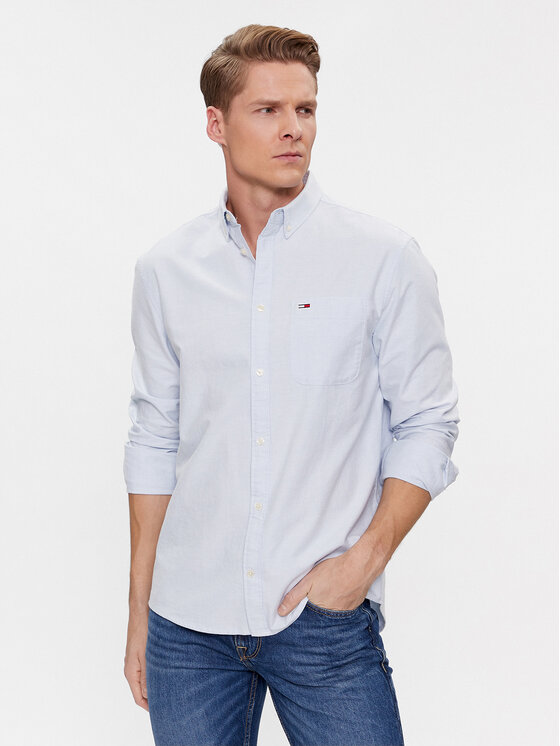 Tommy Jeans Camicia Oxford DM0DM18335 Celeste Regular Fit, taglia : M
