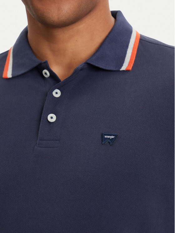 Wrangler Wrangler Тениска с яка и копчета 112371506 Тъмносин Regular Fit