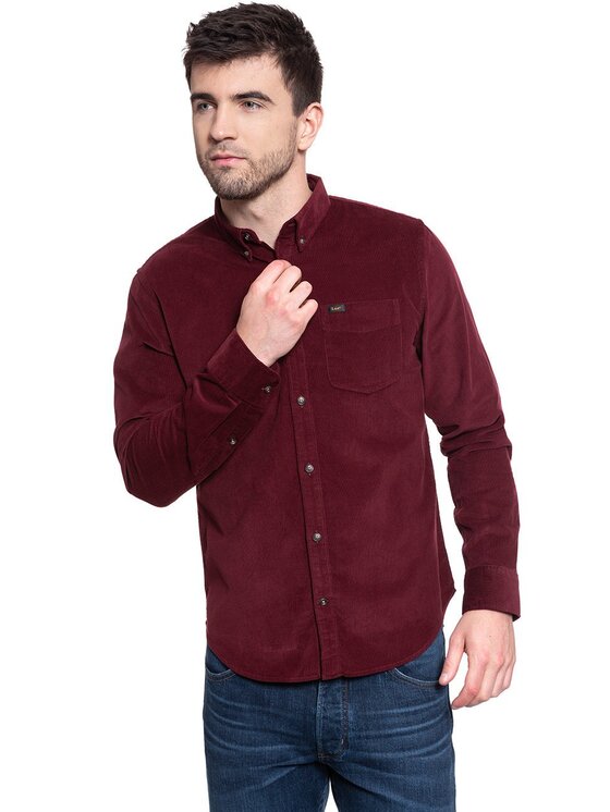 Lee Lee Koszula BUTTON DOWN Czerwony Regular Fit