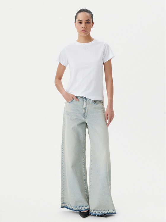 PINKO PINKO T-Shirt Bussolotto 100373 A2OG Biały Regular Fit