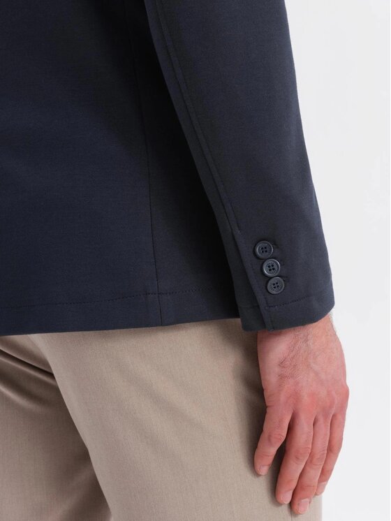 Ombre Ombre Marynarka OM-BLZB-0101 Granatowy Slim Fit