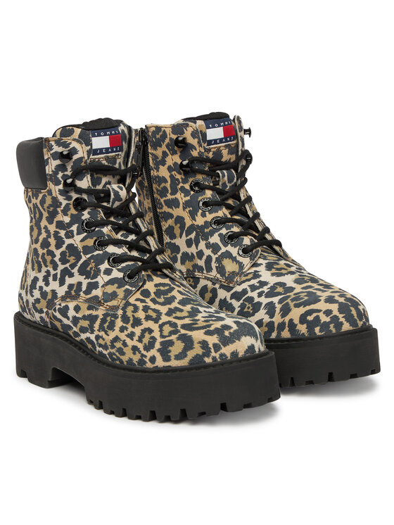 Tommy Jeans Tommy Jeans Kotníková obuv Tjw Platform Cheetah Boots EN0EN03140 Hnědá