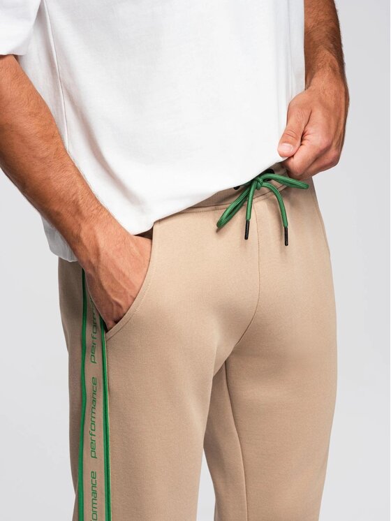 Ombre Ombre Spodnie dresowe OM-PASK-0284 Brązowy Regular Fit
