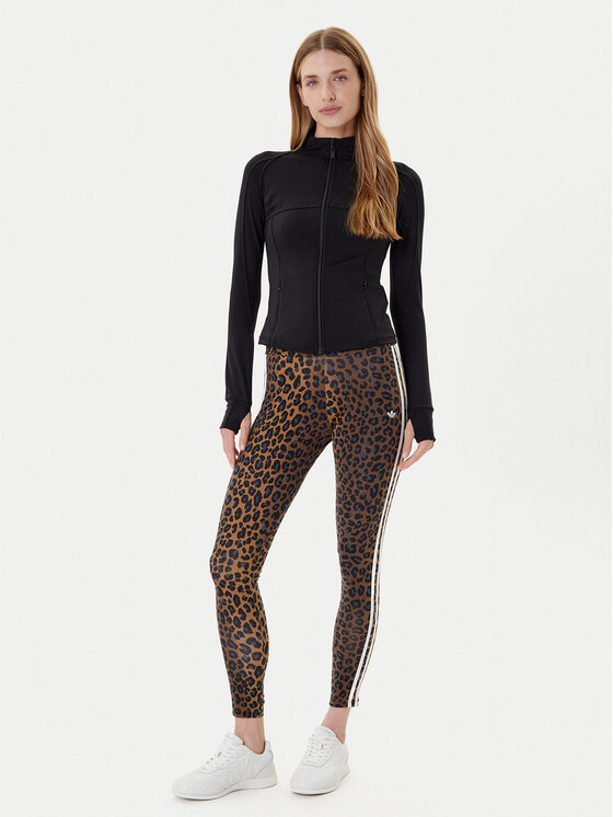 adidas adidas Legginsy Leopard 3-Stripes JW7308 Brązowy Slim Fit