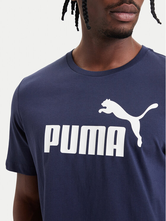 Puma Puma Тишърт Ess Logo 586666 Тъмносин Regular Fit