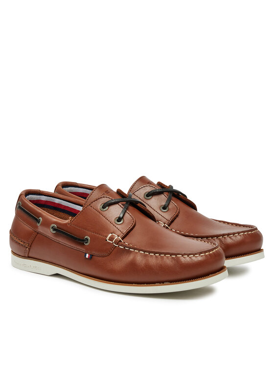 Tommy Hilfiger Tommy Hilfiger Félcipő Th Boat Shoe Core Lth FM0FM05569 Barna