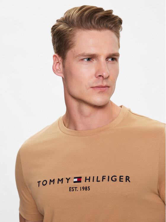 Tommy Hilfiger T Shirt Logo Mw0mw11797 Hnědá Slim Fit Modivo Cz