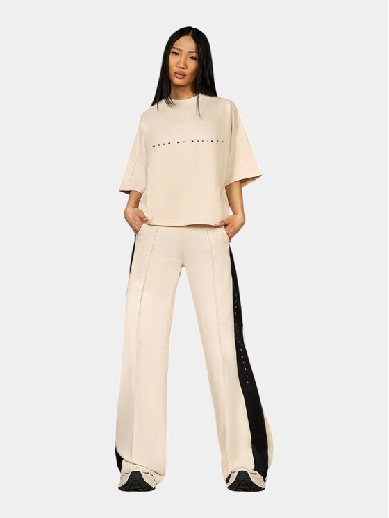 MADE BY SOCIETY MADE BY SOCIETY T-Shirt Tricou HORIZONTAL VOID - T27138 Beżowy Basic Fit