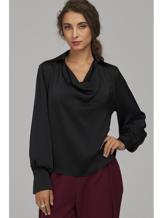 NIFE NIFE Blúzka B237 Čierna Regular Fit