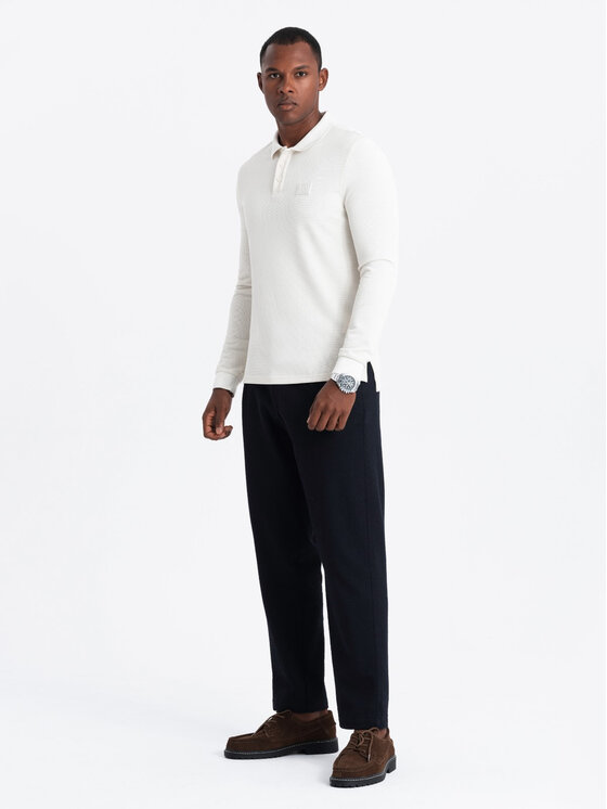 Ombre Ombre Longsleeve OM-POLS-0131 Biały Regular Fit