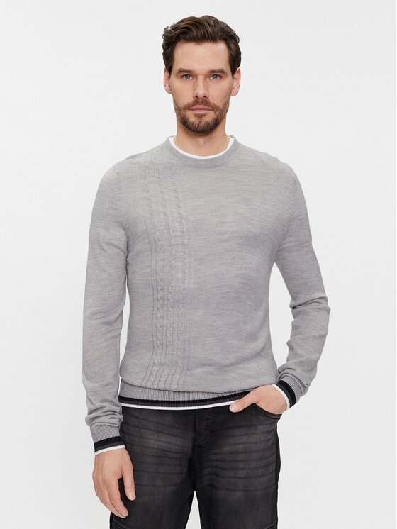 Brave Soul Pulover MK-248BERTRAM1 Gri Regular Fit