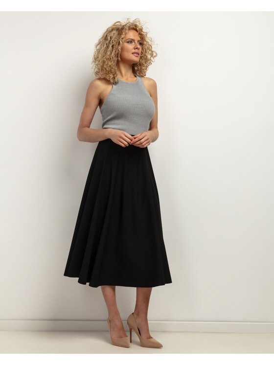 Tessita Tessita Spódnica midi SPÓDNICA_T440 _3_L Czarny Flared Fit