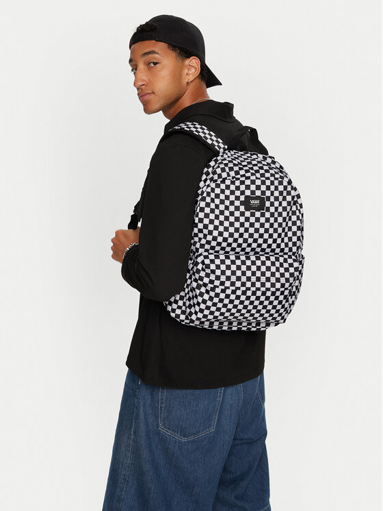 Vans backpack black checkered sale