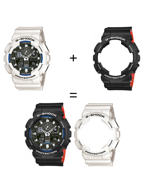 Casio Casio Zegarek SET GA-100B-7AER + BEZEL 10508136 + PASEK 10577142 Biały