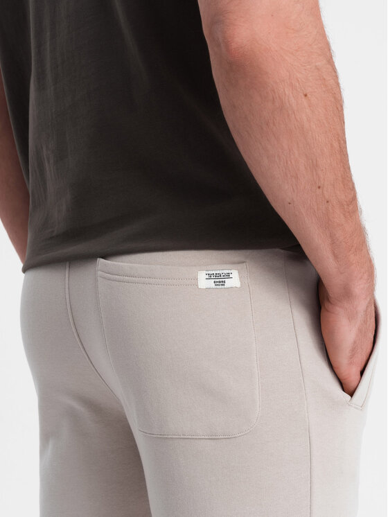 Ombre Ombre Spodnie dresowe OM-PABS-0206 Beżowy Regular Fit