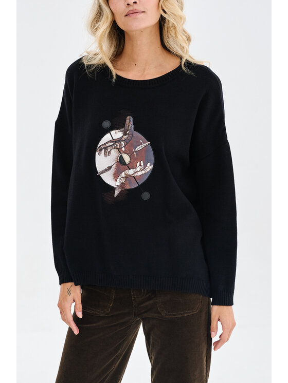 blue shadow blue shadow Sweter Orco Czarny Regular Fit