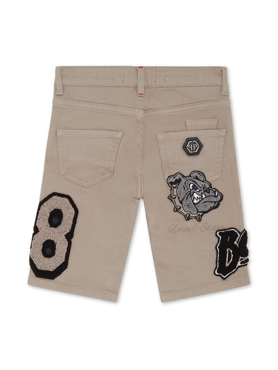 PHILIPP PLEIN PHILIPP PLEIN Szorty jeansowe 27769 Beżowy Basic Fit