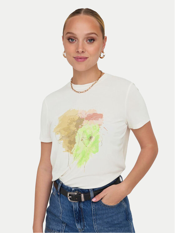 ONLY ONLY Тишърт 15303212 Бял Regular Fit