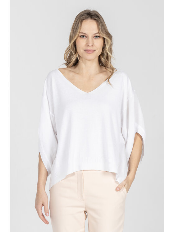Deni Cler Milano Deni Cler Milano Sweter T-DC-S212-F2-20-10-1 Biały Loose Fit