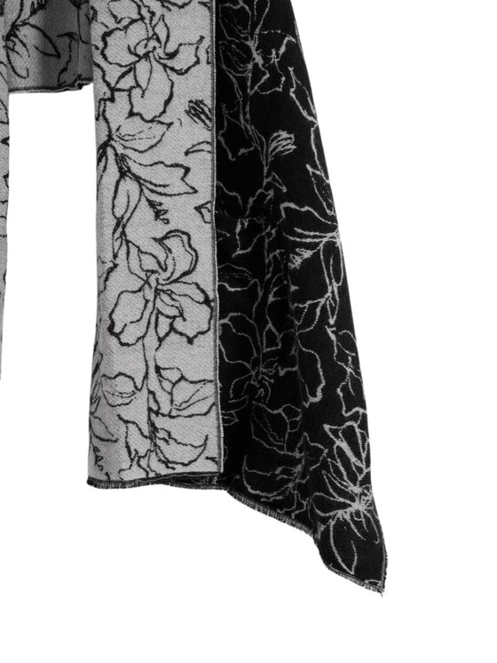 Desigual Desigual Κασκόλ Sciarpa mantella fiori reversibile Μαύρο