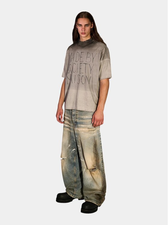 MADE BY SOCIETY MADE BY SOCIETY T-Shirt BRUT SILLAGE - T17529 Szary Basic Fit