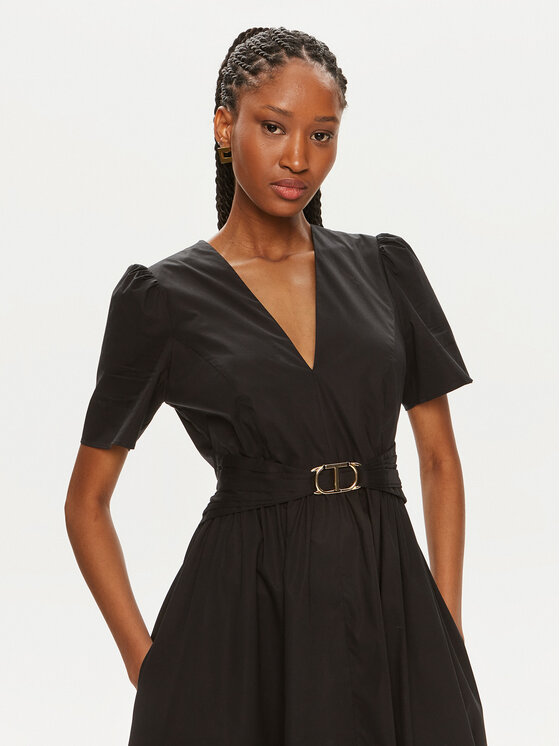 TWINSET TWINSET Sukienka koszulowa 241TT2020 Czarny Loose Fit