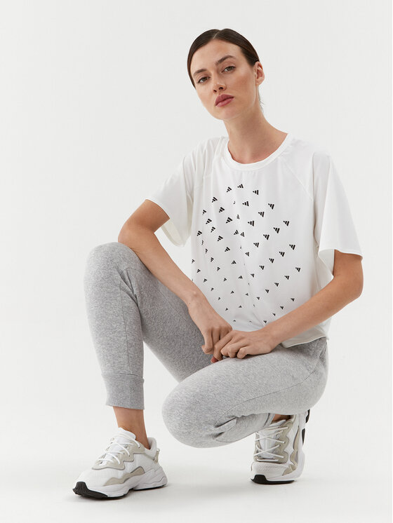 adidas adidas Tehniline särk BLUV Print Performance IL9577 Valge Loose Fit