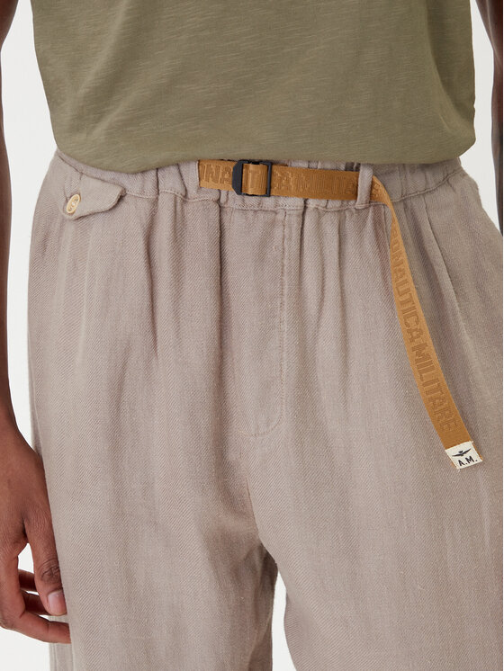 Aeronautica Militare Aeronautica Militare Kalhoty z materiálu 261PA1712UCT04293 Béžová Comfort Fit