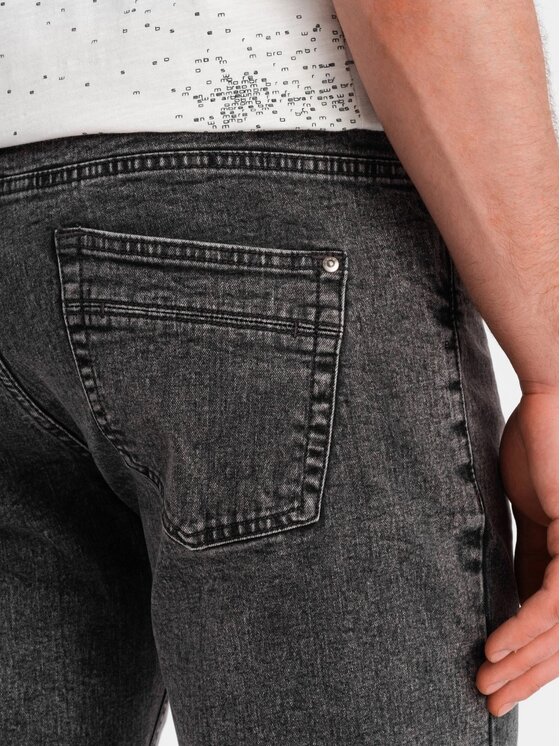 Ombre Ombre Szorty jeansowe OM-SRDS-0134 Szary Regular Fit