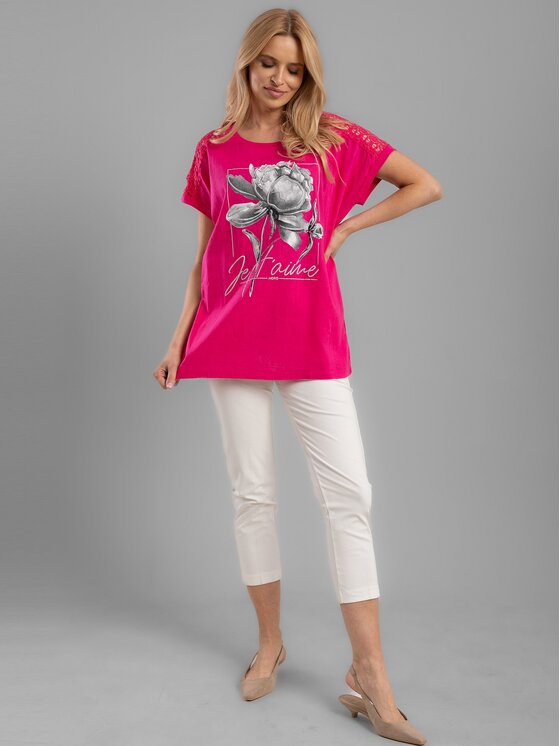 Perso Perso T-Shirt TCE242202F Koralowy Regular Fit