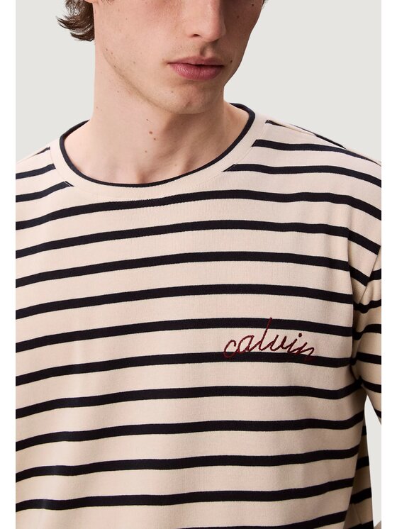 Calvin Klein Jeans Calvin Klein Jeans T-Shirt LS COMPACT RIB STRIP Λευκό Rib Fit