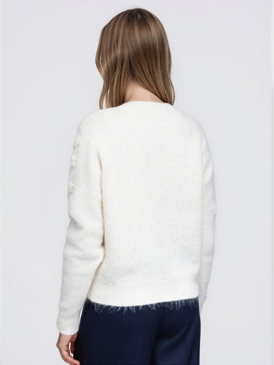 Ombre Ombre Sweter OW-SW-E0048 Beżowy jasny Regular Fit