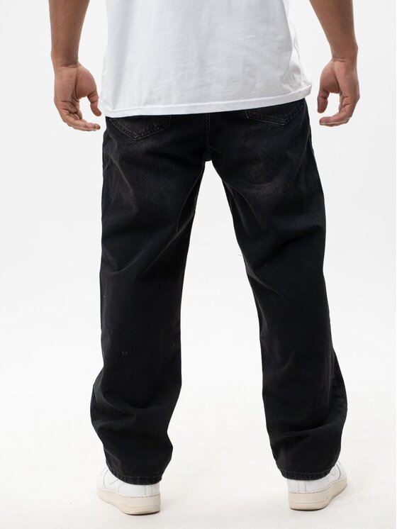Jigga Wear Jigga Wear Jeansy Spodnie Jeansowe Baggy Męskie Sprane Czarne Jigga Wear Crown XL Czarny Baggy Fit