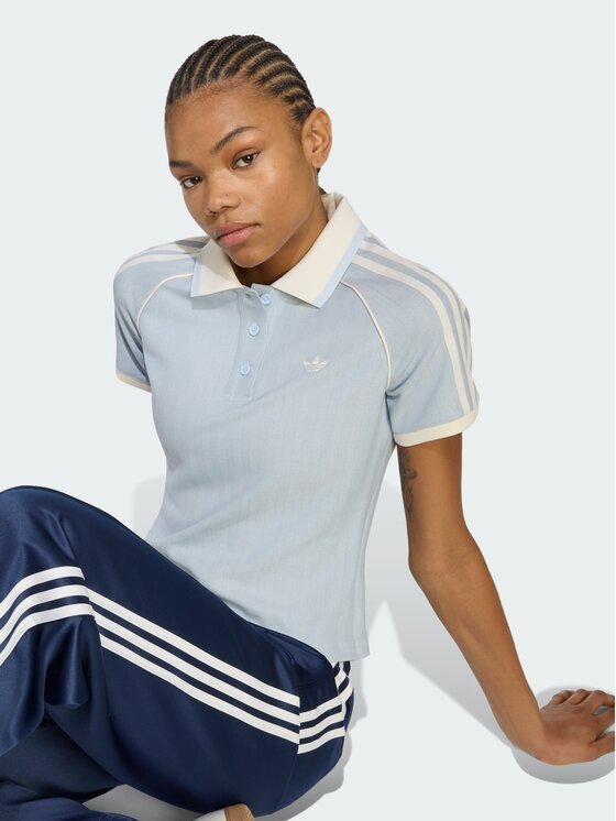 adidas adidas Polo 168116 Niebieski jasny Slim Fit