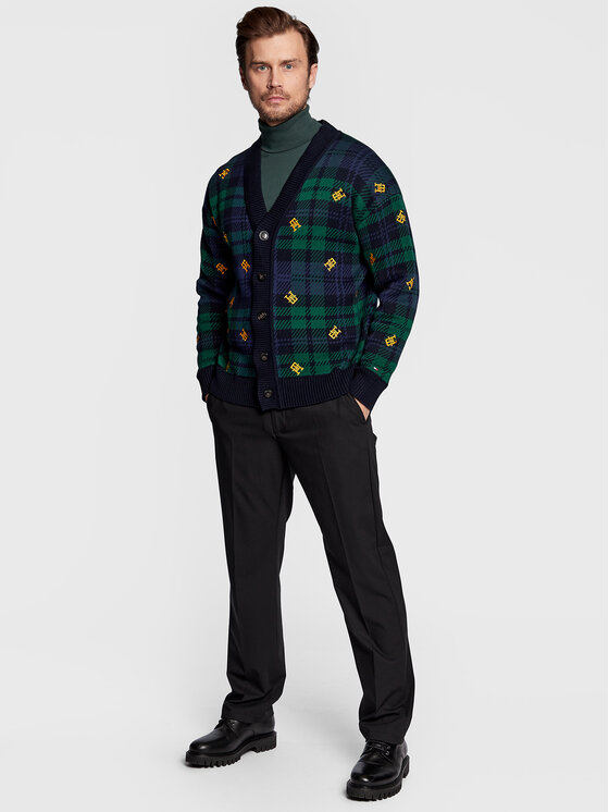 Tommy Hilfiger Tommy Hilfiger Kardigán Monogram MW0MW29037 Sötétkék Regular Fit