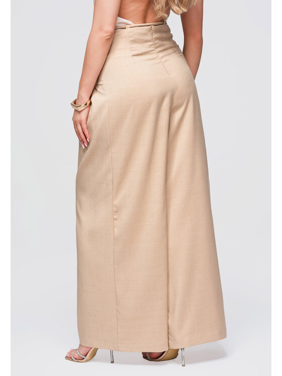 Ombre Ombre Spodnie materiałowe OW-PA-E0014 Beżowy Relaxed Fit
