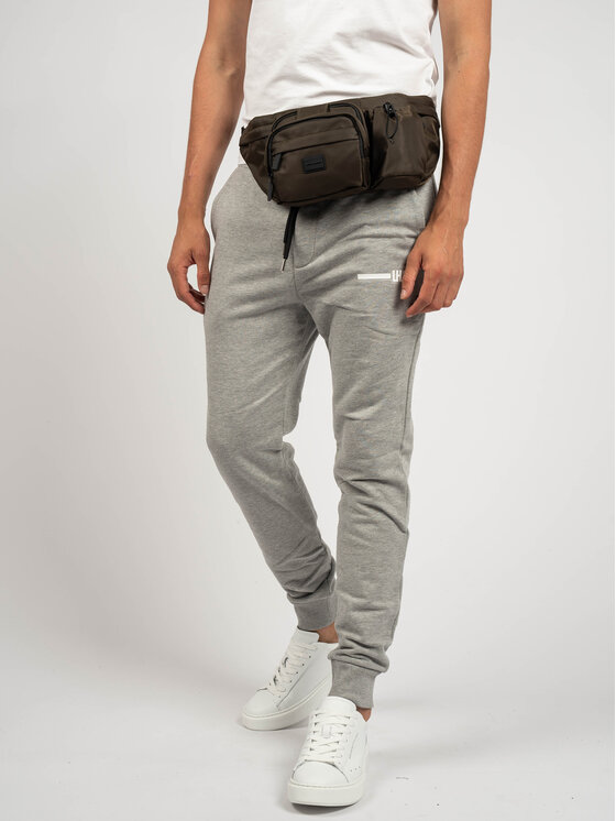 Les Hommes Les Hommes Kalhoty z materiálu UHJ100-752U | Jogging Šedá Slim Fit