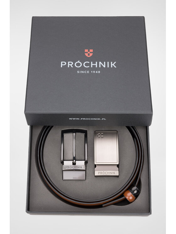 Pasek Męski Próchnik, Brązowy, Dwustronny 4 w 1 z Wymienną Klamrą PM1 PS073222000002