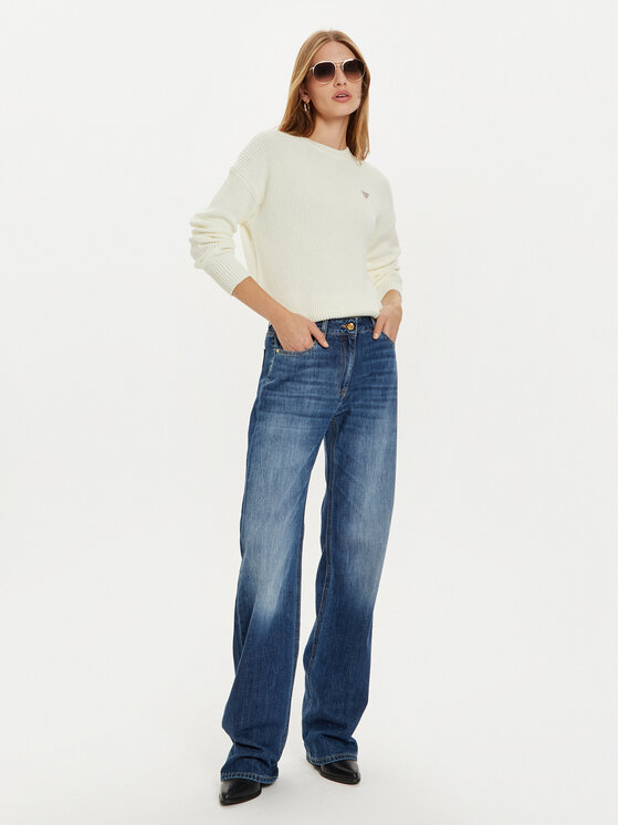 Guess Jeans Guess Jeans Pulover W4BR08 Z3HM1 Écru Regular Fit