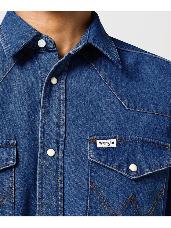 Wrangler Wrangler camicia di jeans 112357192 Blu scuro Regular Fit