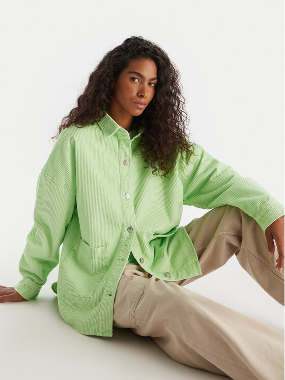 Roxy Roxy Krekls Kick Back Washed Cord ERJWT03697 Zaļš Regular Fit