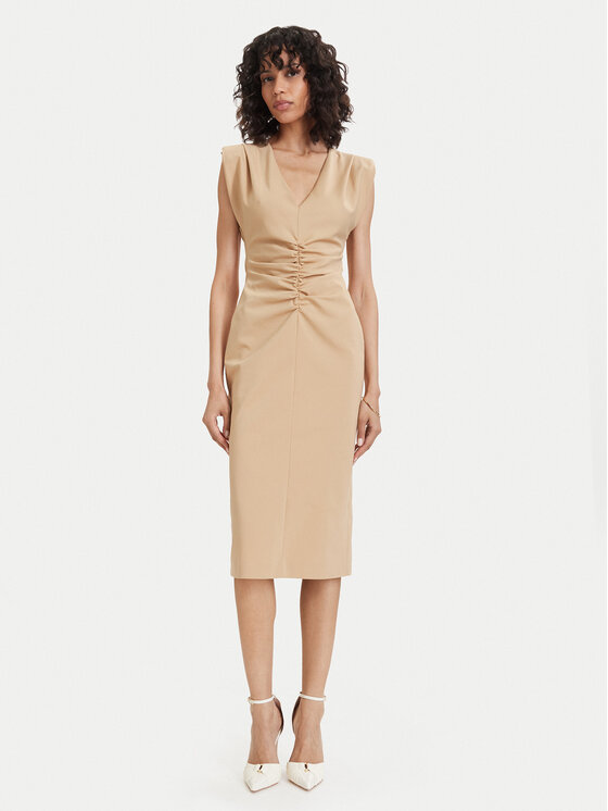 ACCESS FASHION Koktejlové šaty 63-3409-162 Béžová Regular Fit