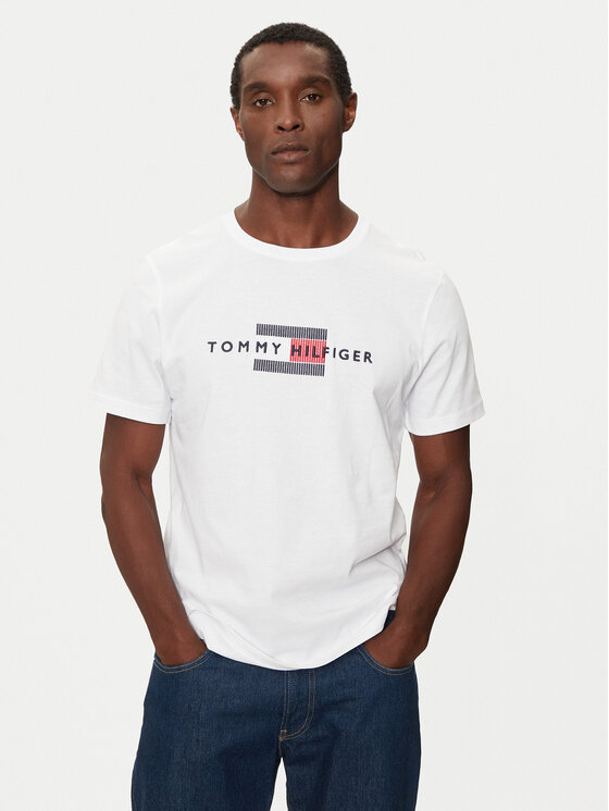Tommy Hilfiger Tommy Hilfiger Tricou MW0MW36455 Alb Regular Fit